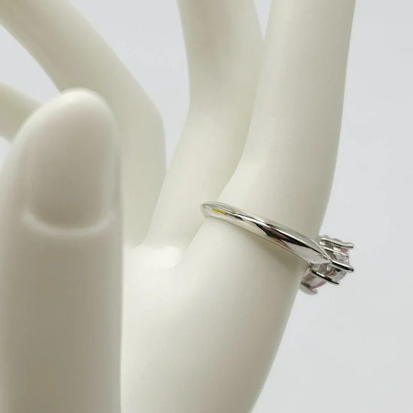 Pink Heart Clear Glass Rhinestone Silver Plated Vintage Cocktail Ring Size 8.75 - Picture 4 of 8